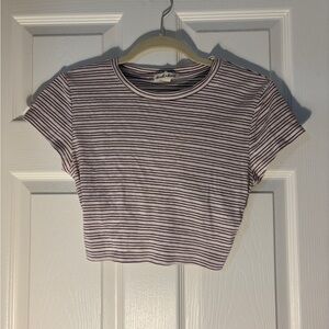 Derek Heart Hazel & White Striped Cropped Tee
